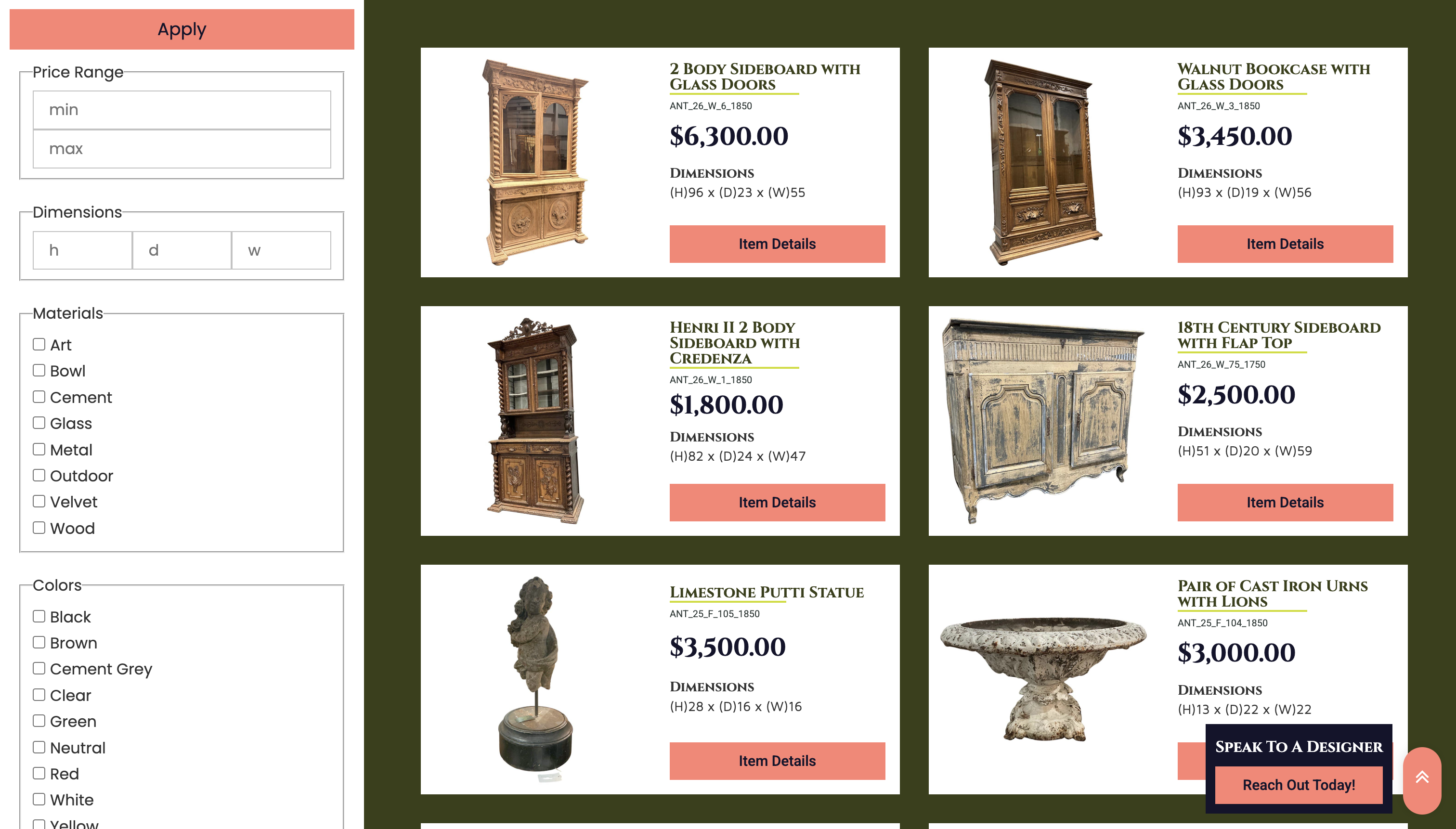 Product UX for HomeSoule antiques & home furniture